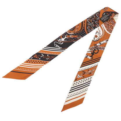 Hermes Twilly Brown White Black Silk Bandana Festival Des Amazones Scarf — view 2