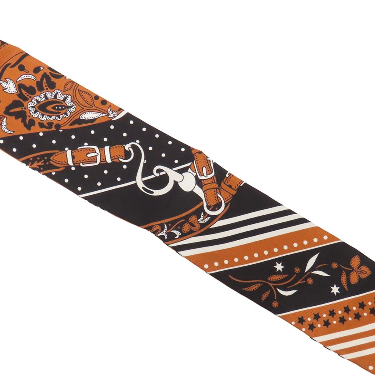 Hermes Twilly Brown White Black Silk Bandana Festival Des Amazones Scarf — view 4