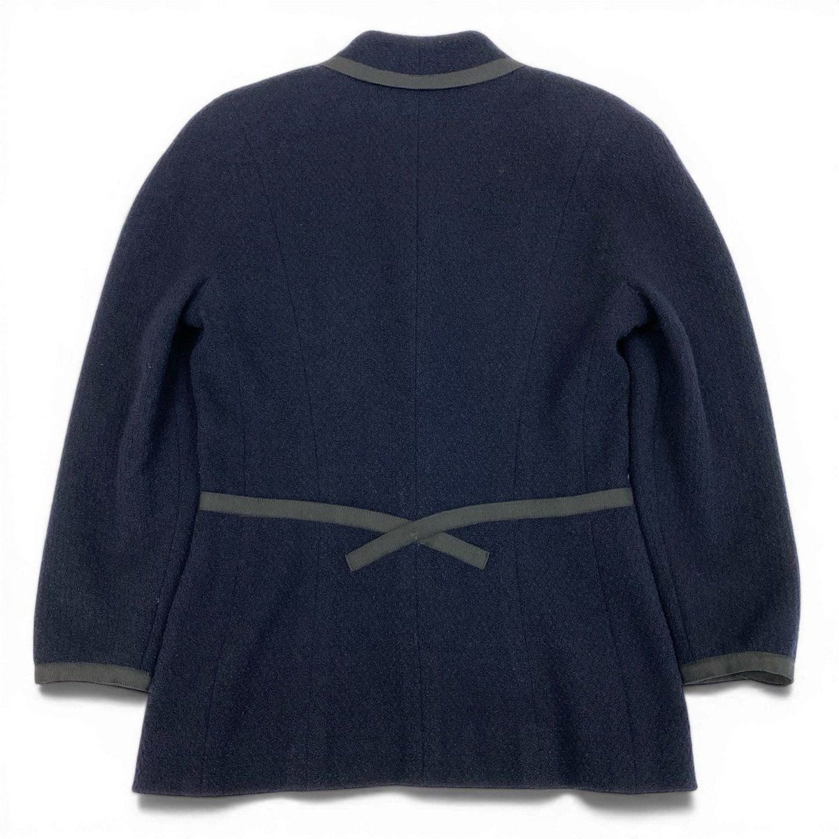 Chanel Cd9 Vintage Tweed Jacket Tailored CC Logo 36 Navy Wool — view 3