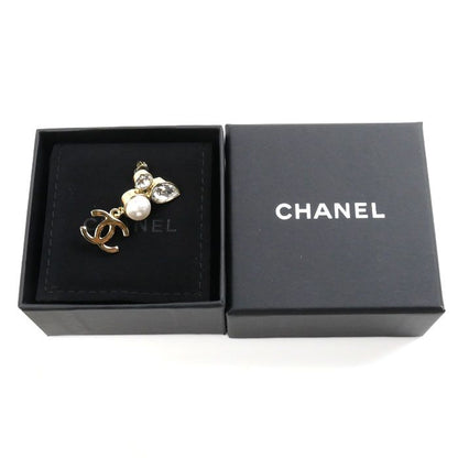 Chanel Metal Faux Pearl Coco Mark Pearl Rhinestone Earrings One Ear Ladies