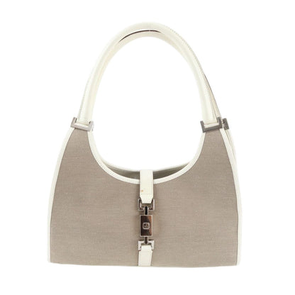 Gucci Jackie 002 Leather Canvas Handbag Tote