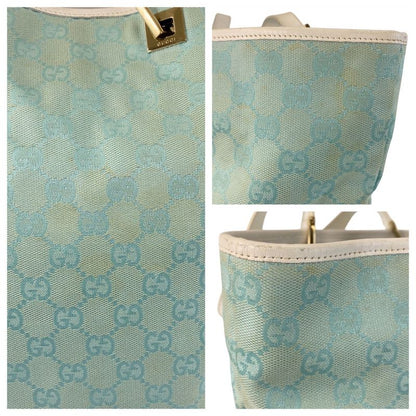 Gucci Mint Light Blue Gold Hardware GG Canvas/leather 002 1098 Tote Bag
