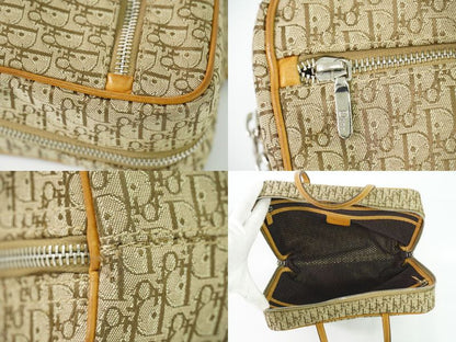 Authentic Christian DIOR Trotter Handbag Canvas Beige Trotter Bag Pre-owned