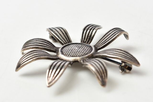 Saint Laurent Brooch Saint Laurent Pin Brooch Vintage Silver Flower Motif