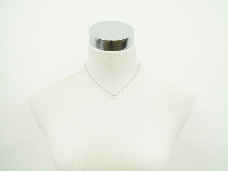 Authentic Cartier C Heart Diamond 750 WG Necklace Pendant White Gold Heart