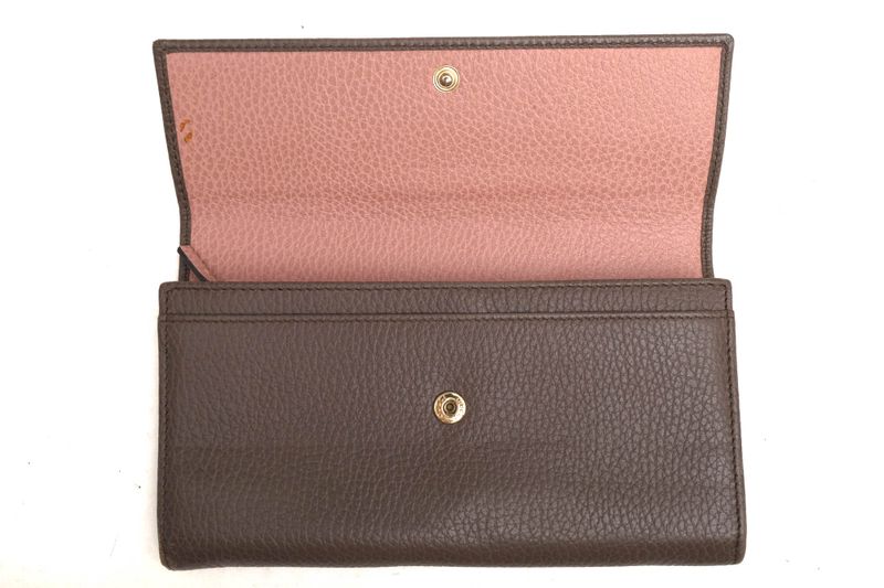 Gucci Long Wallet Women Leather Genuine Gray 354496 Swing with Coin Purse