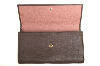 Gucci Long Wallet Women Leather Genuine Gray 354496 Swing with Coin Purse