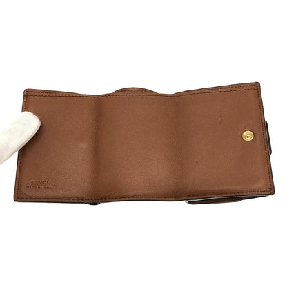 Fendi - Micro Tri-fold Wallet Leather Compact Wallet Purse - Brown - Women