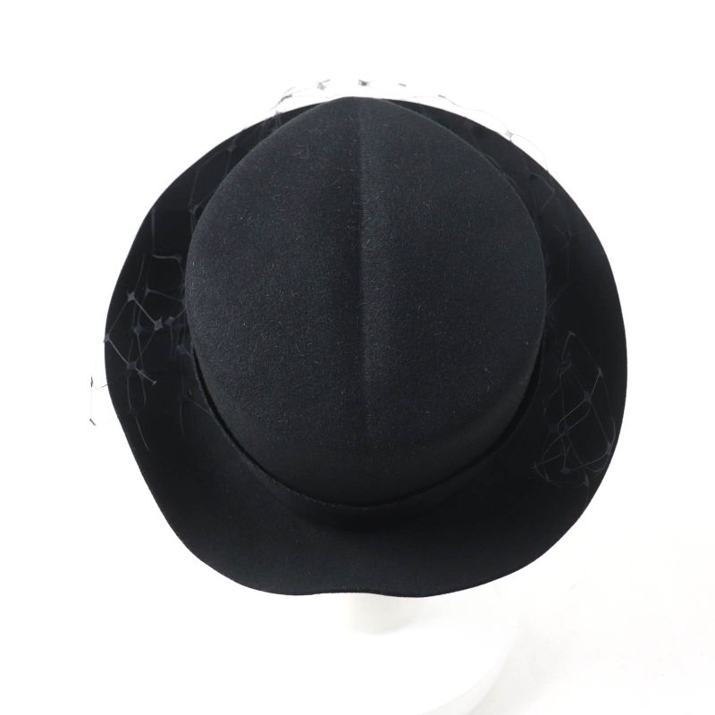Christian DIOR 04dpn960g893 Logo Design With Tulle Lapin Felt Hat Black 57 Made