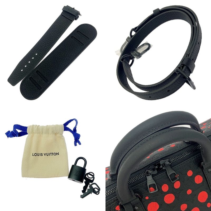 Louis Vuitton M21674 Monogram Keepall Bandoliere 50 X Yayoi Kusama Black 395914