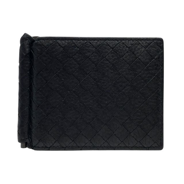 Bottega Veneta Intrecciato Bill Clip Wallet Money Card Case Black
