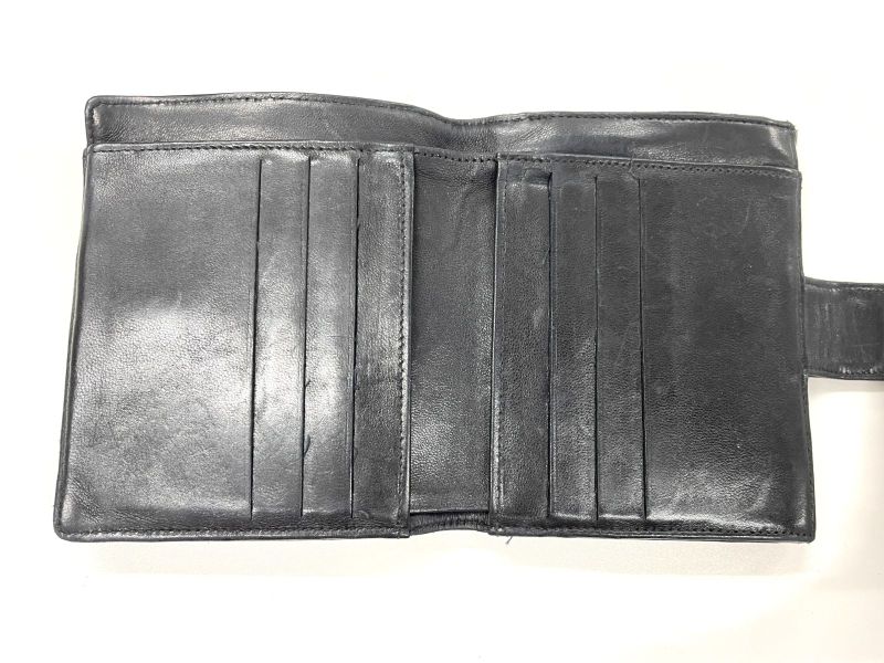 Chanel Coco Mark W Hook Lambskin Bifold Compact Wallet Black Made In France