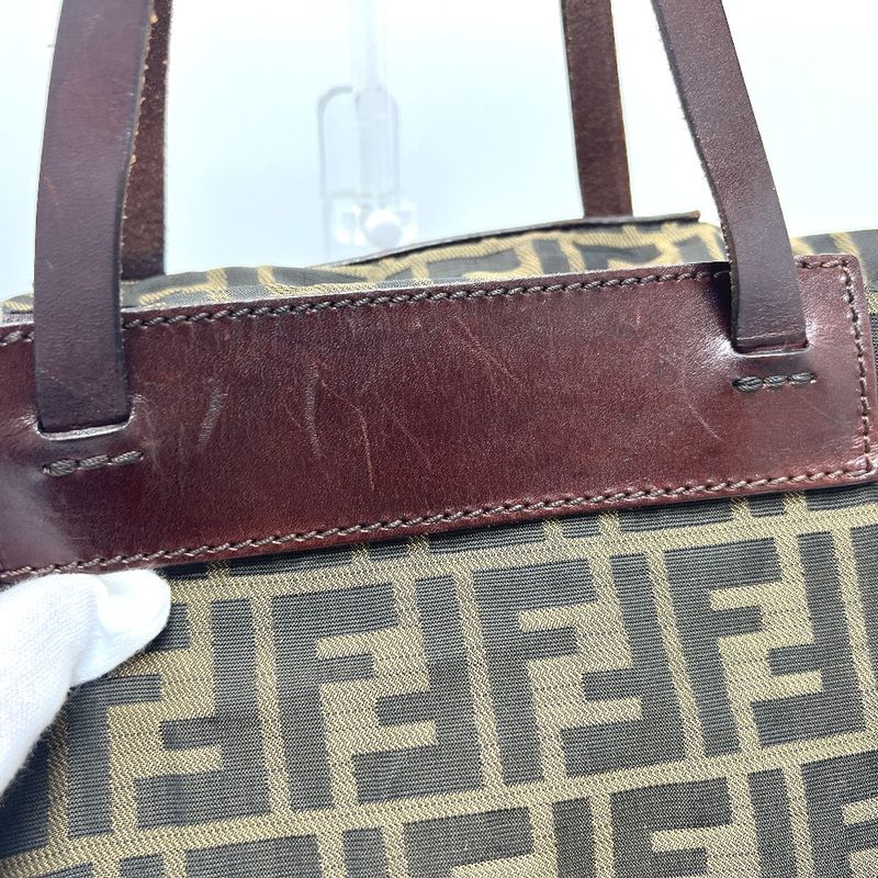 Fendi Tote Bag Zucca Pattern Leather / Canvas Brown