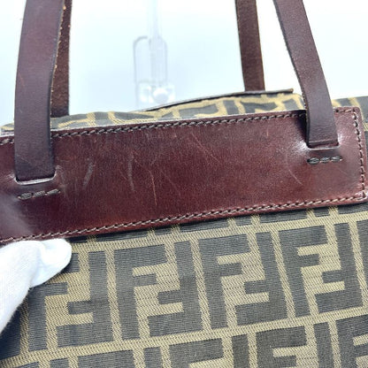Fendi Tote Bag Zucca Pattern Leather / Canvas Brown