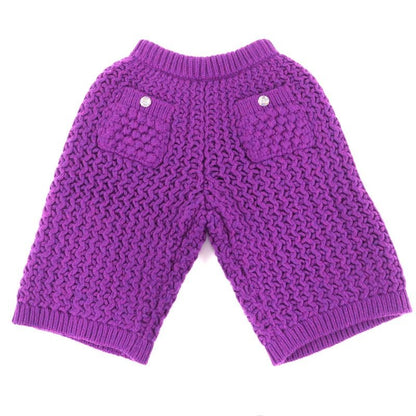 Chanel Coco Mark Button Wool Bermuda Shorts Purple 34