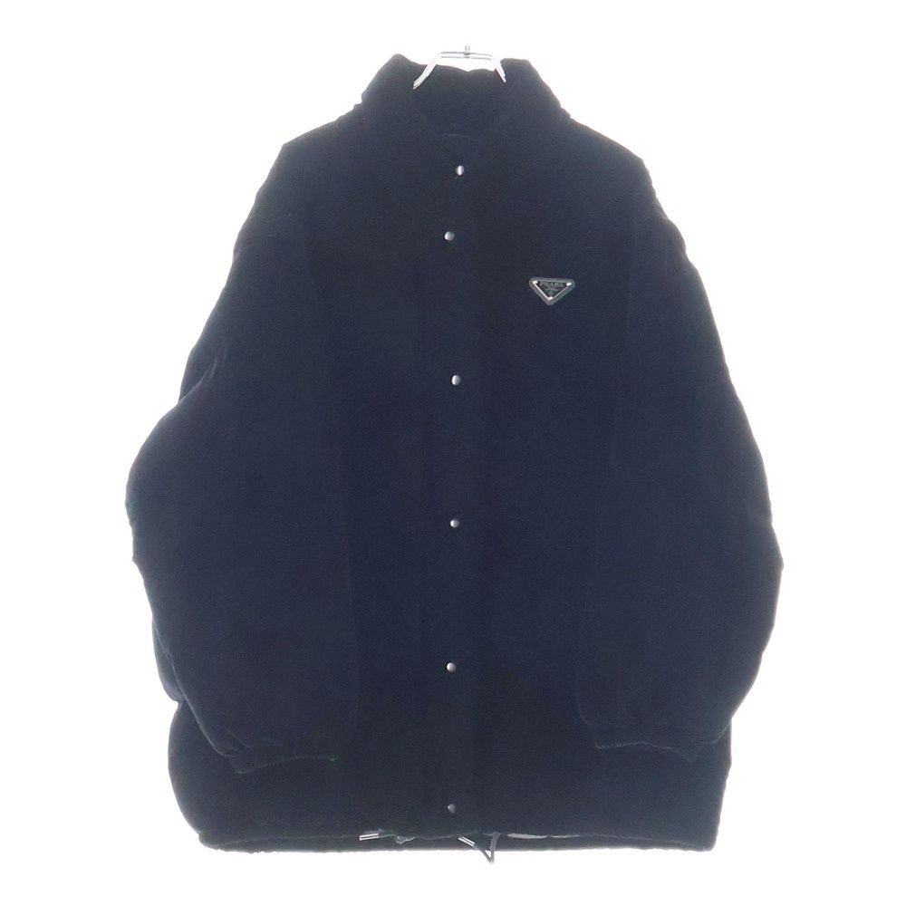 Prada Convertible Velvet Triangle Plate Down Jacket Black