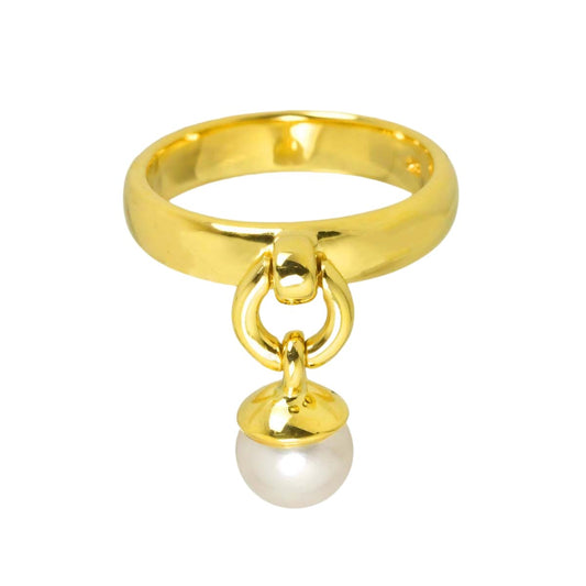 Tiffany & Co Akoya Pearl Door Knock Ring 18k Yellow Gold