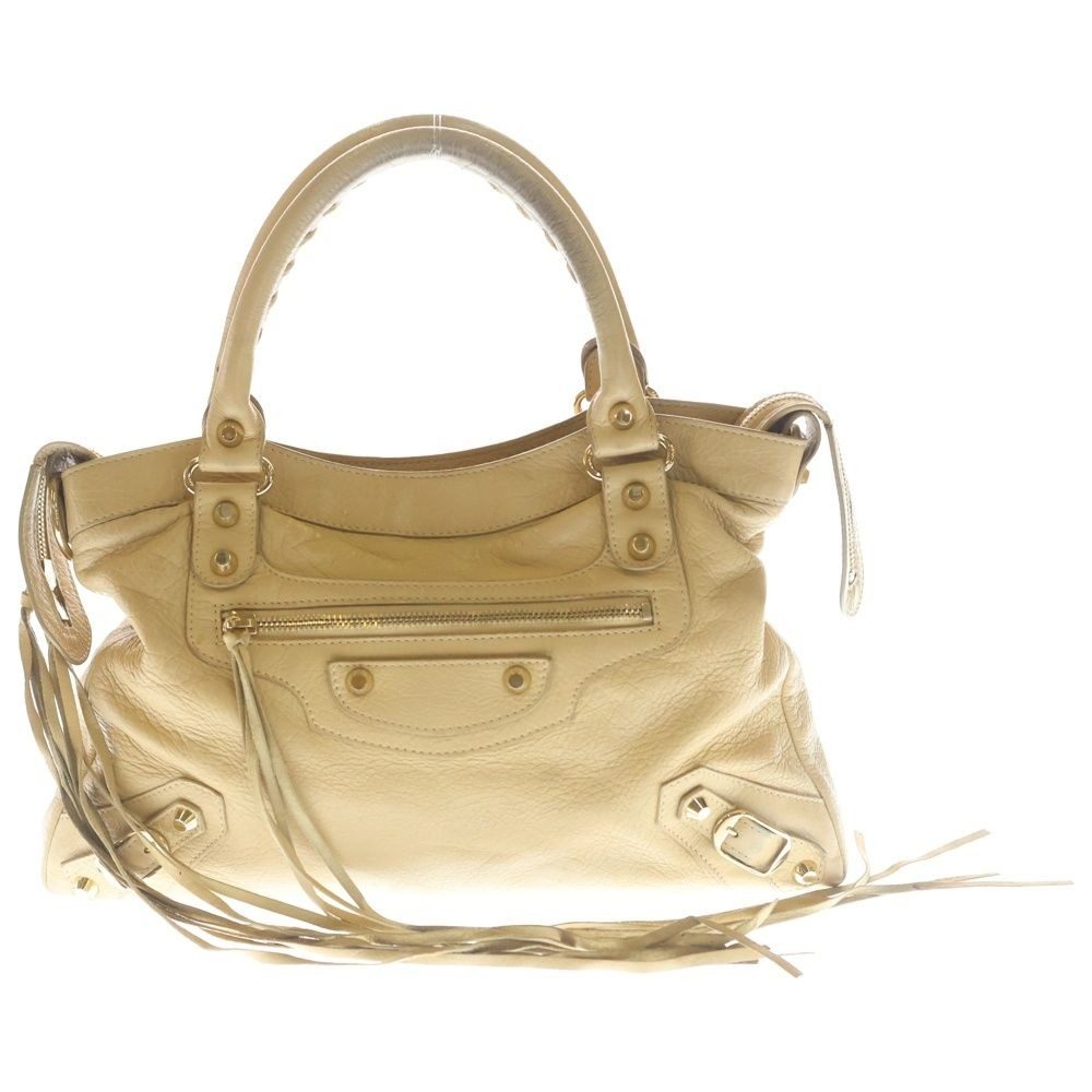 Balenciaga le City Small 2-Way Shoulder Bag Beige Leather Gold