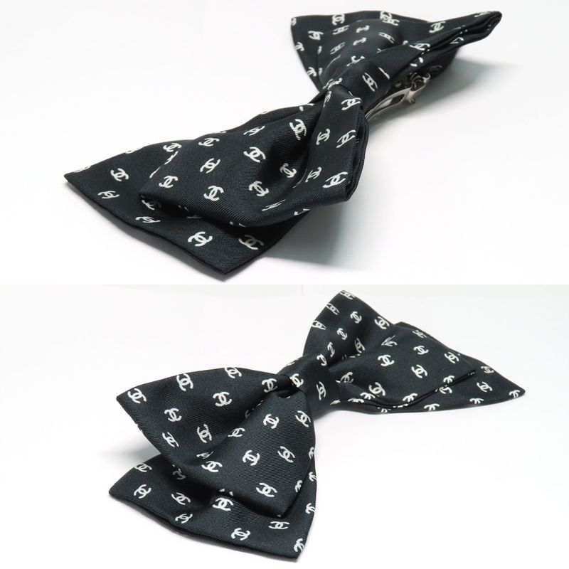 Chanel Valletta Aaa821 25P Coco Mark Ribbon Black Silk Hair Accessory