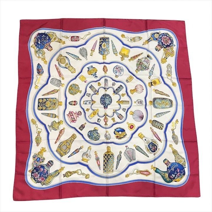 Hermes Carre 90 Large Scarf Shawl Silk Perfume Pattern