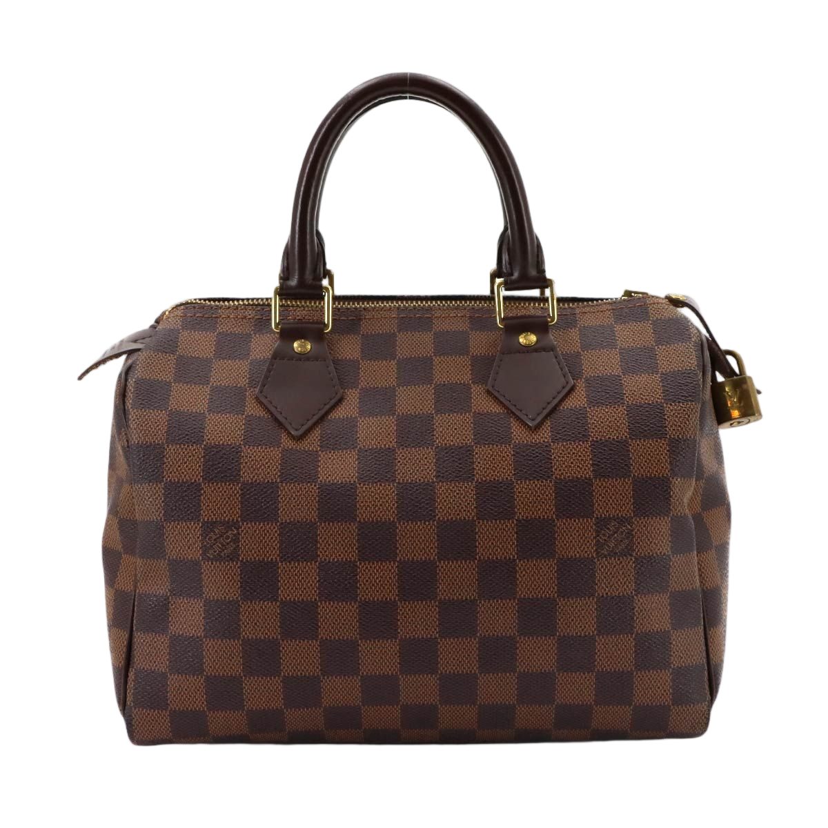 Louis Vuitton Damier Speedy 25 Hand Bag Ebene Brown Gold