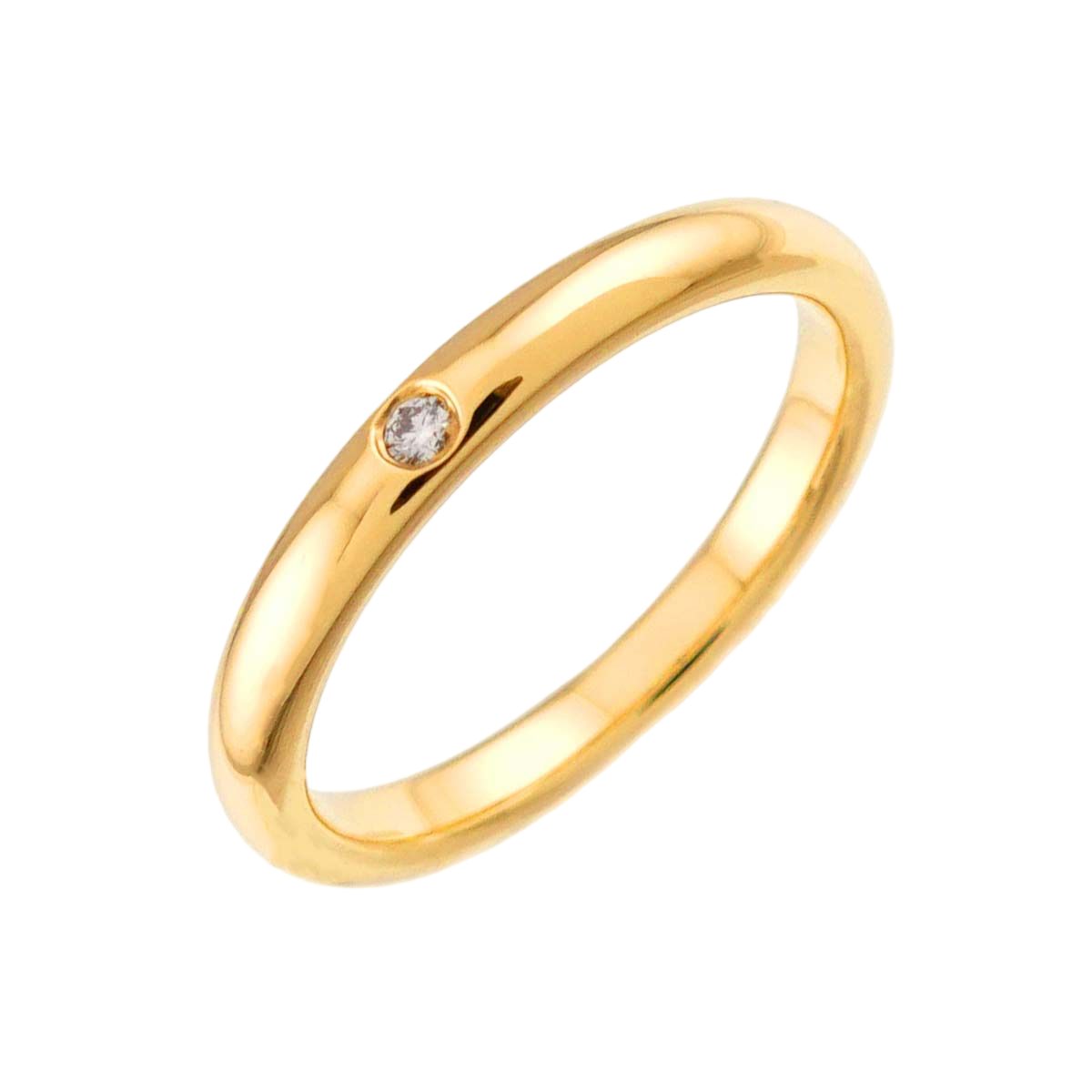 Tiffany & Co Stacking Band Ring Diamond 18k YG Yellow Gold 750
