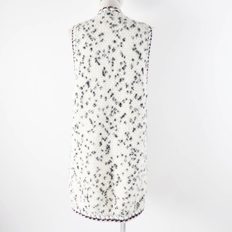 CHANEL 2021 21A P71038 Cashmere Blend Runway Wear Long Length Knit Vest Ecru