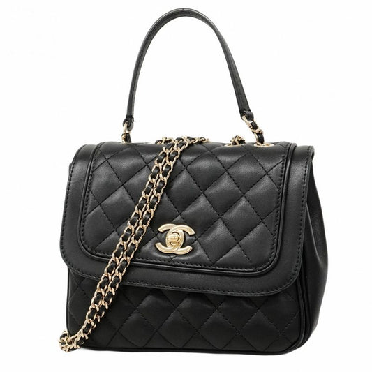 Chanel Shoulder Bag Matelasse Lambskin Black Chien Pan Gold Hardware Women