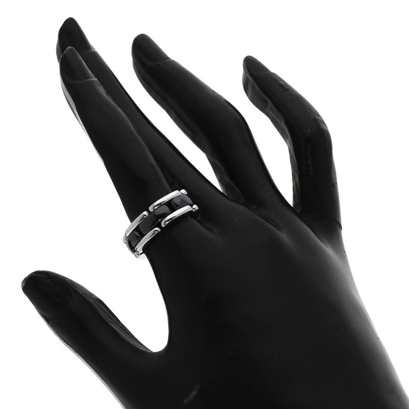Chanel Ultra Black Ceramic #49 Ring / Ring 18K White Gold Ladies