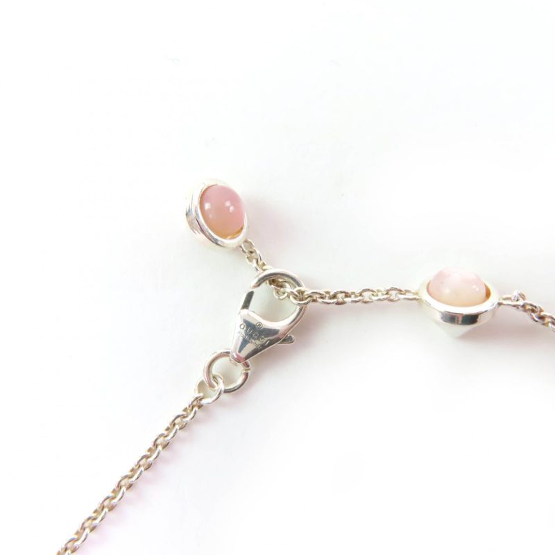 Gucci 527399 Double G Mother Of Pearl Necklace Ag925 Silver Pink With Box And