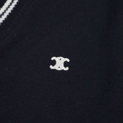 Celine Triomphe V-Neck Wool Knit Vest 2adck823y.38no Black XS