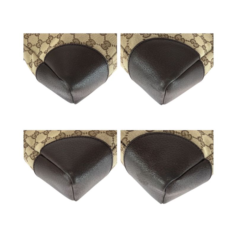 Gucci Beige Brown Silver Hardware GG Canvas/leather 114273 Shoulder Bag Women