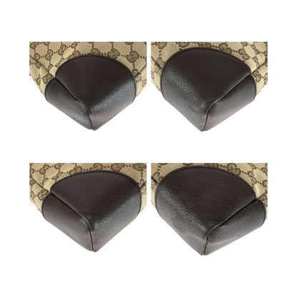 Gucci Beige Brown Silver Hardware GG Canvas/leather 114273 Shoulder Bag Women