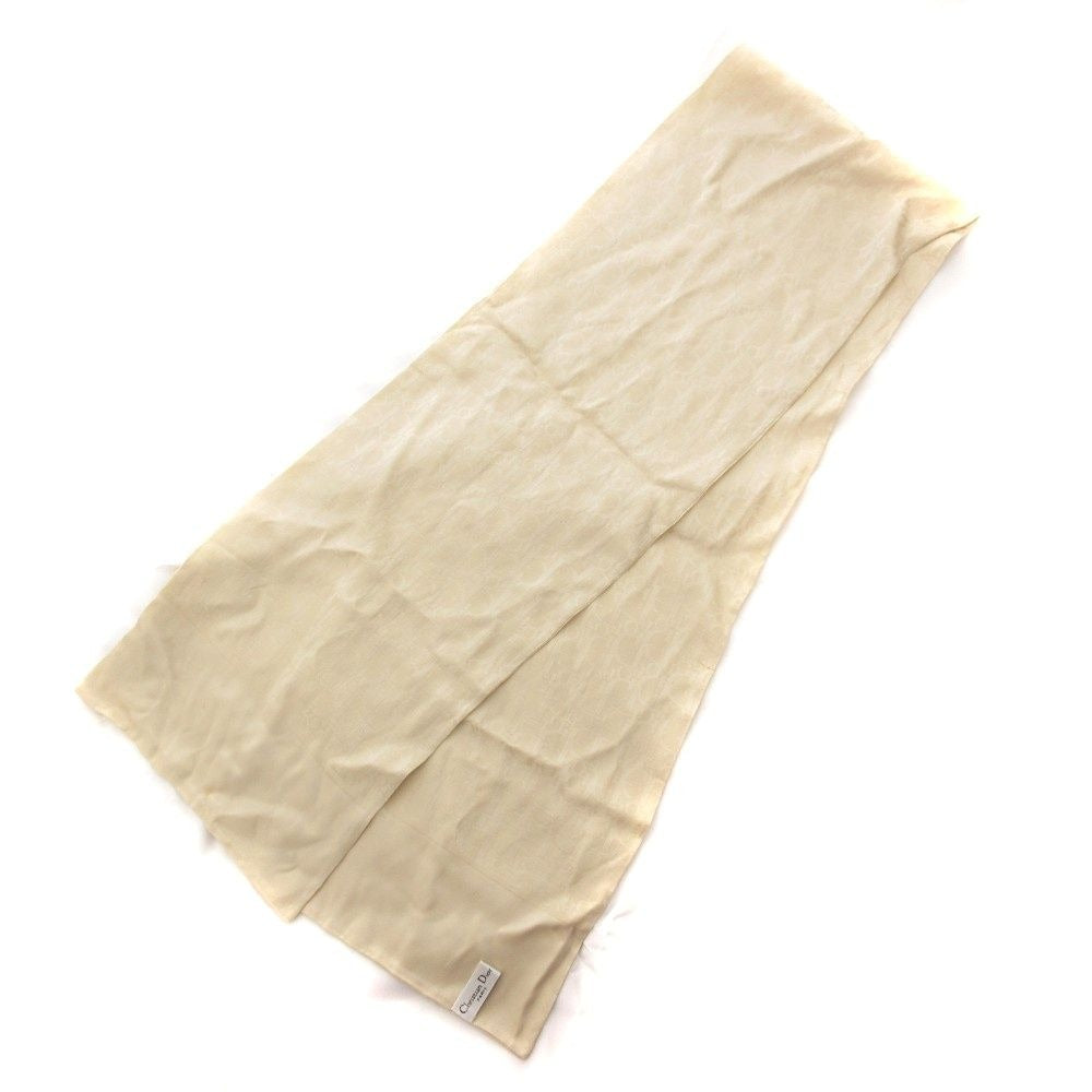 Dior Christian Vintage Trotter Shawl Scarf Square Silk Beige