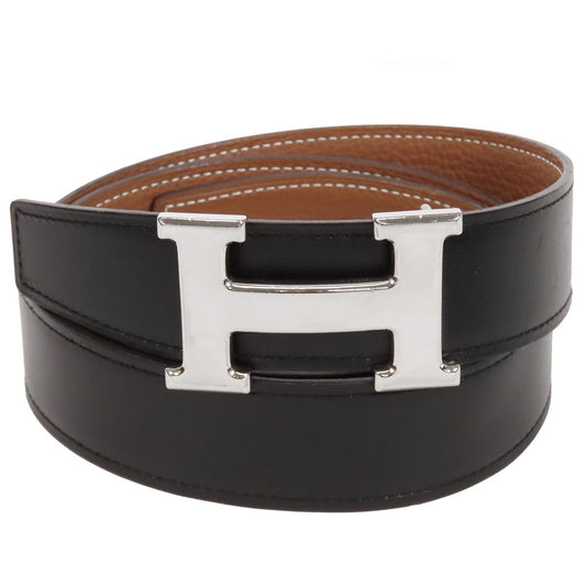 Hermes Constance H Belt Black Gold Silver Box Calf Togo Reversible 85