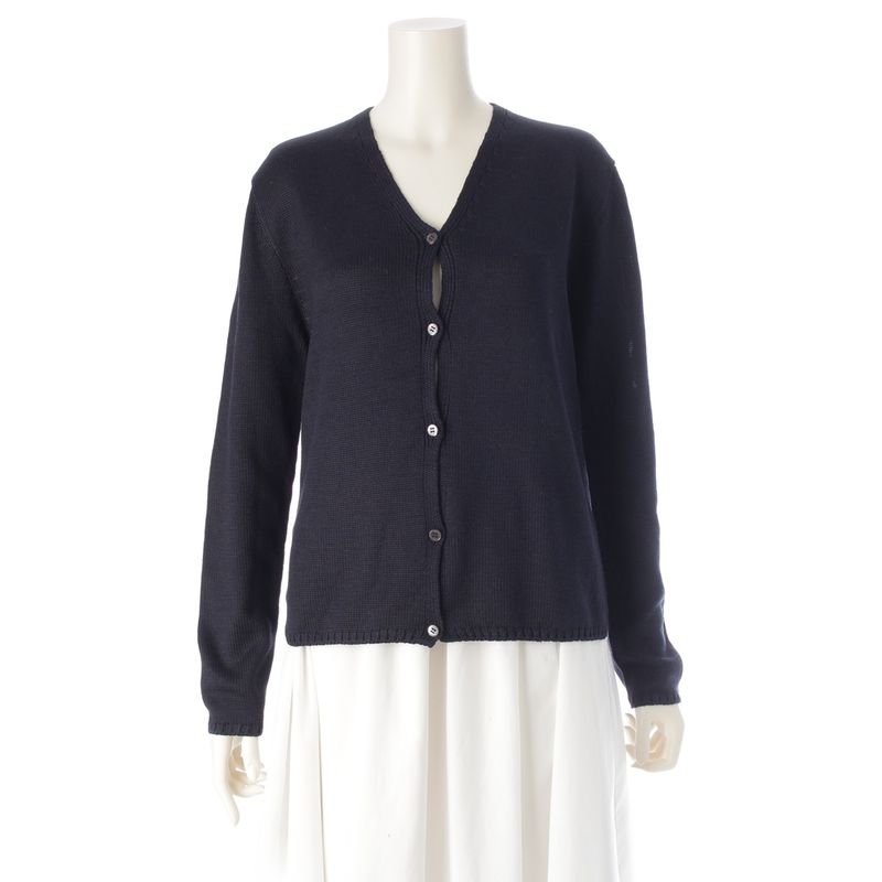 Prada 100% Silk Long Sleeve Cardigan Top Navy 44
