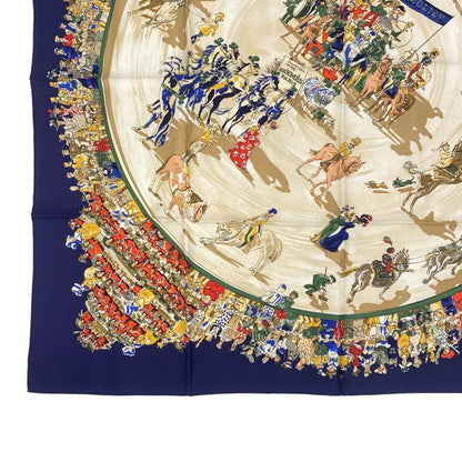 Hermes Carre 90 Cirque Molier Molie Circus Scarf Silk Navy