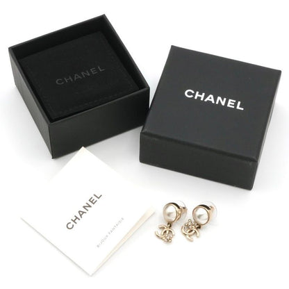 Chanel Earrings Earring Gold Coco Mark Rhinestone
