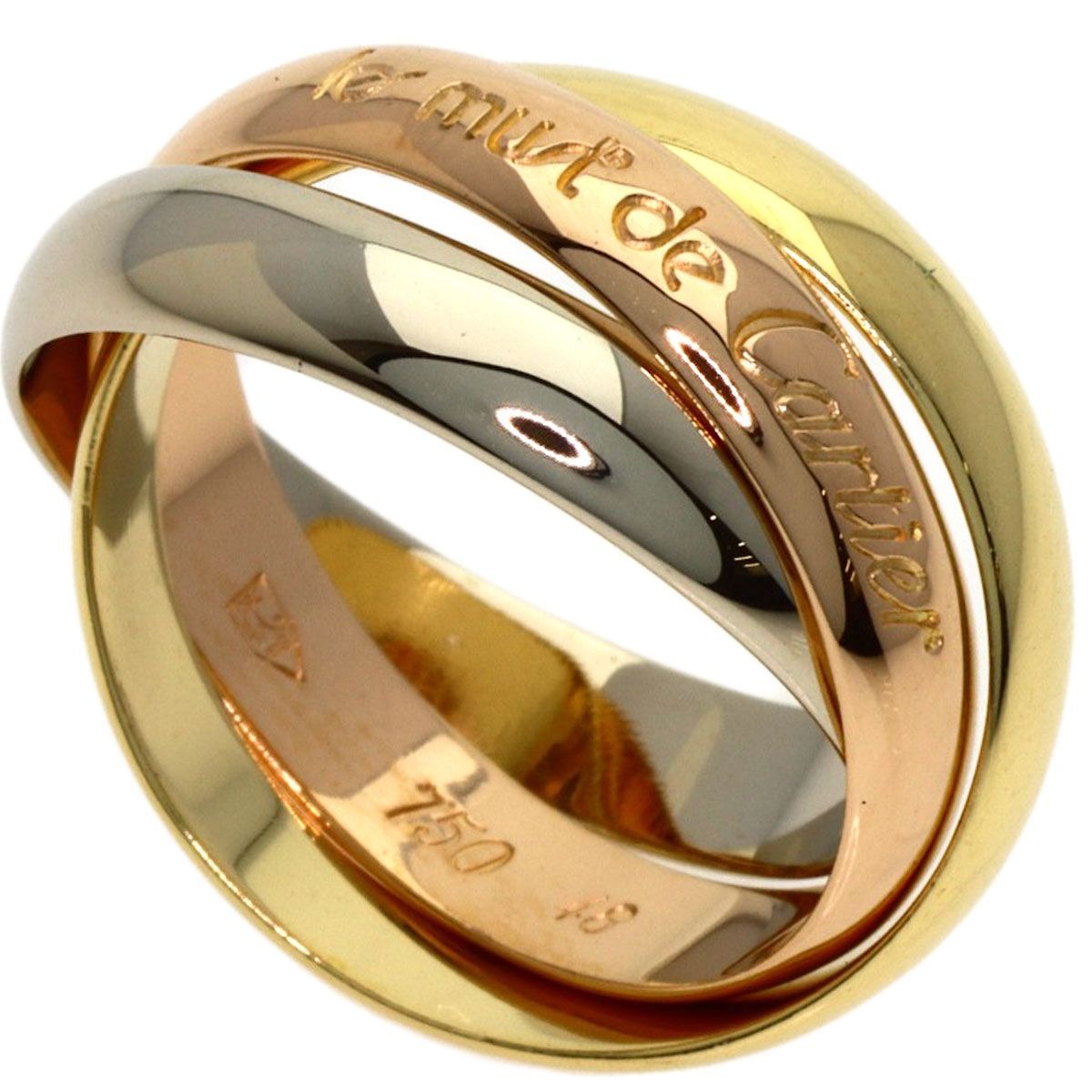 Cartier Trinity 48 Ring 18K Yellow Gold White Pink