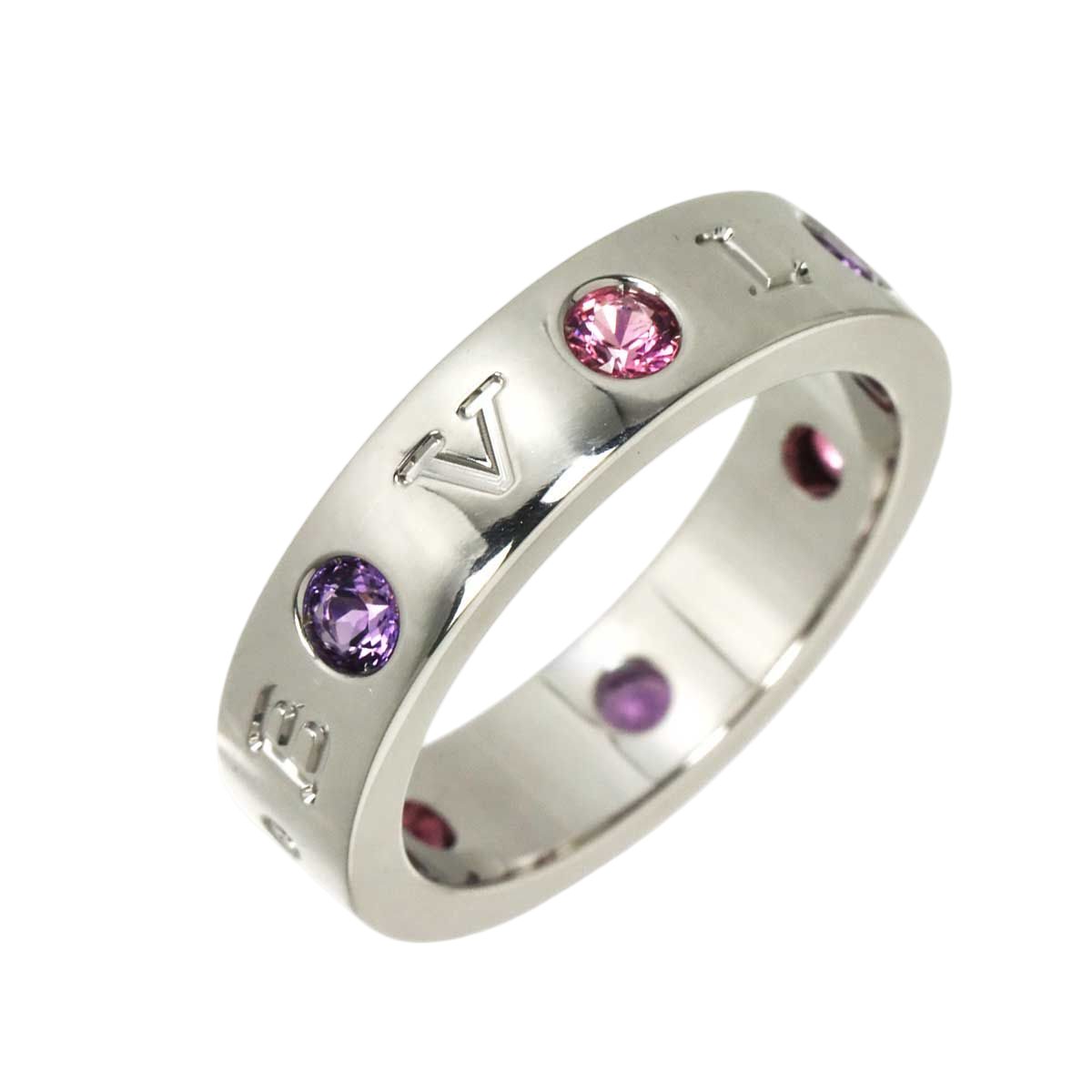 Bvlgari Roman Sorbet 53 Ring Amethyst Tourmaline Diamond 18k WG 750 Certificate