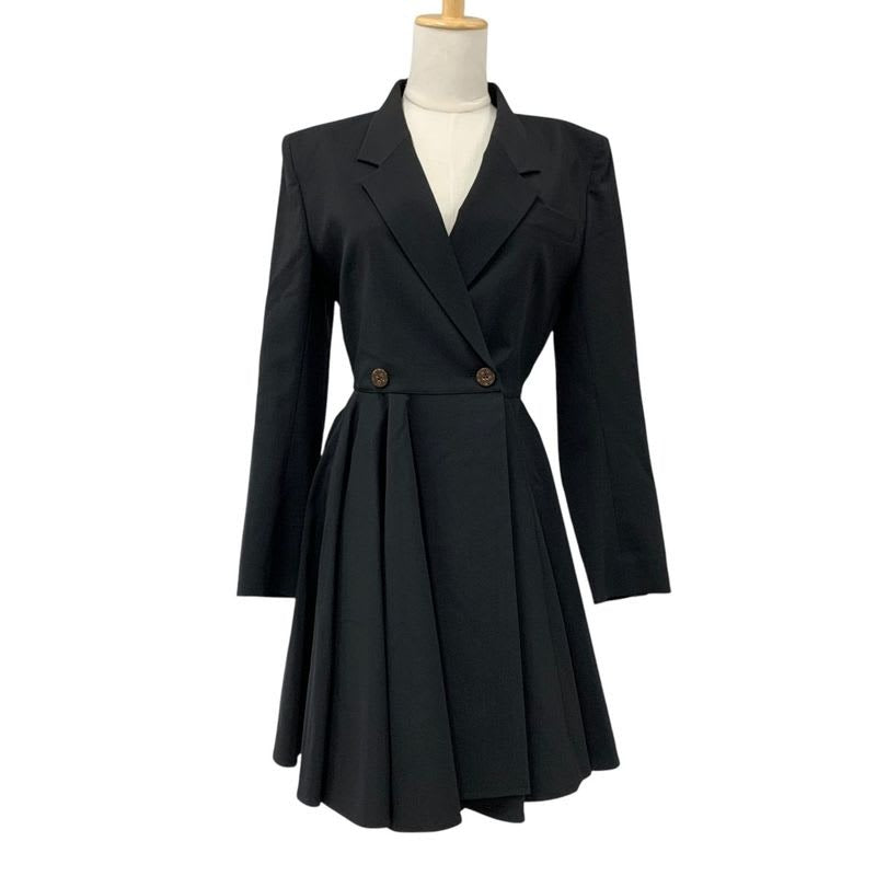 Louis Vuitton Dress Black Brown Tailored Monogram Wool