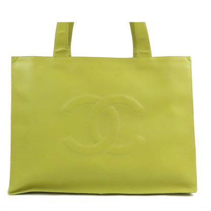 Chanel Big CC Logo Tote Bag Yellow Gold Caviar Leather Vintage