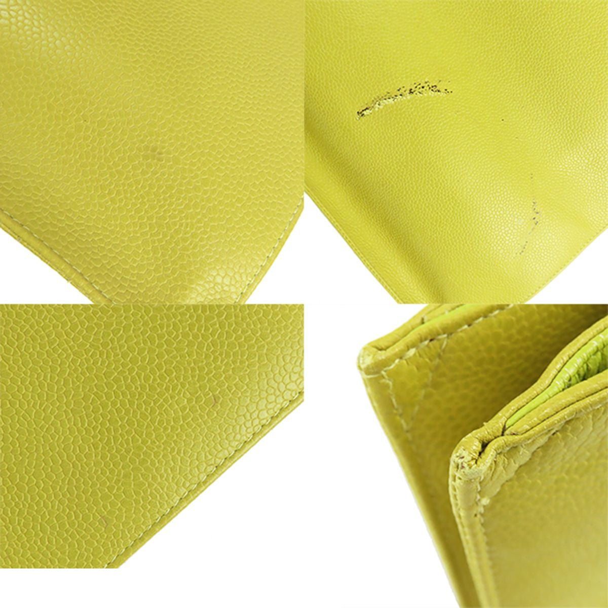 Chanel Big CC Logo Tote Bag Yellow Gold Caviar Leather Vintage — view 6