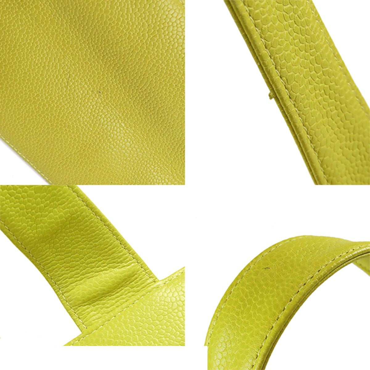 Chanel Big CC Logo Tote Bag Yellow Gold Caviar Leather Vintage — view 7