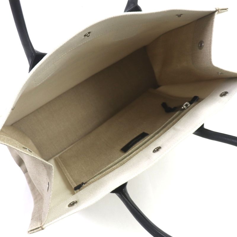  Saint Laurent Paris 617481 Rive Gauche Logo Canvas Leather Tote Bag Beige