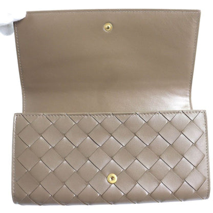 Bottega Veneta Intrecciato Flap Wallet Bifold Leather Long Wallet Brown Storage