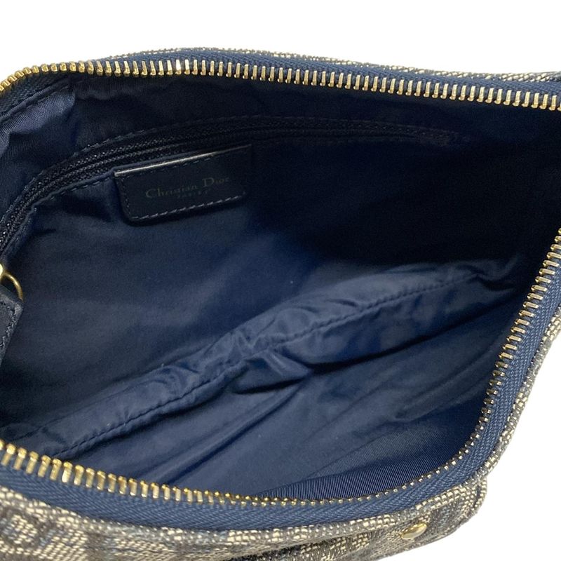 Dior/christian Dior Shoulder Bag Trotter Ivory X Navy X Black Leather