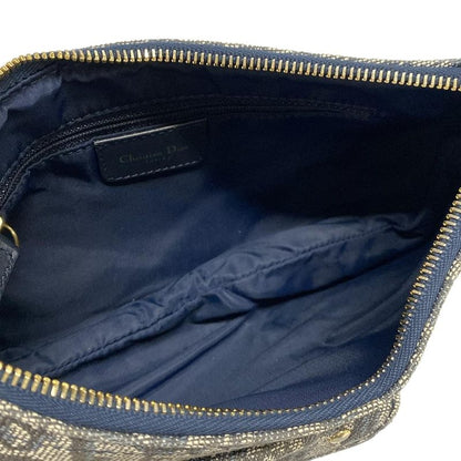 Dior/christian Dior Shoulder Bag Trotter Ivory X Navy X Black Leather