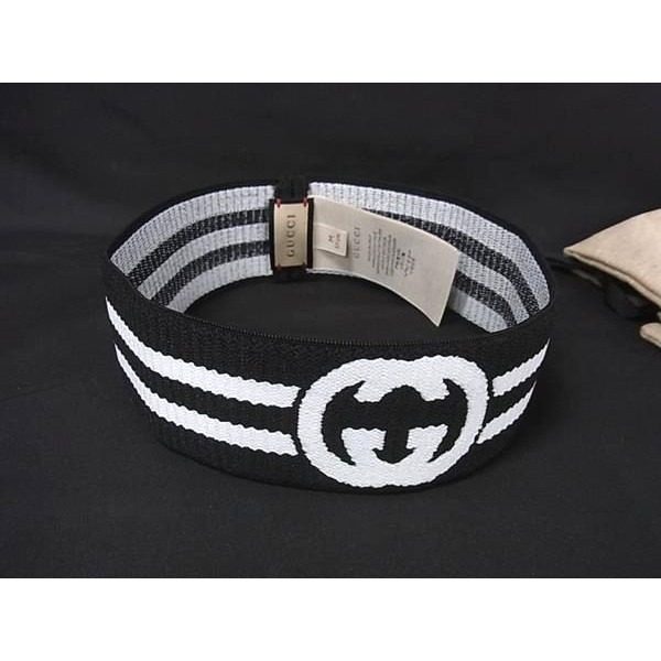 Gucci Interlocking Polyester Rubber Thread Headband Hair Black