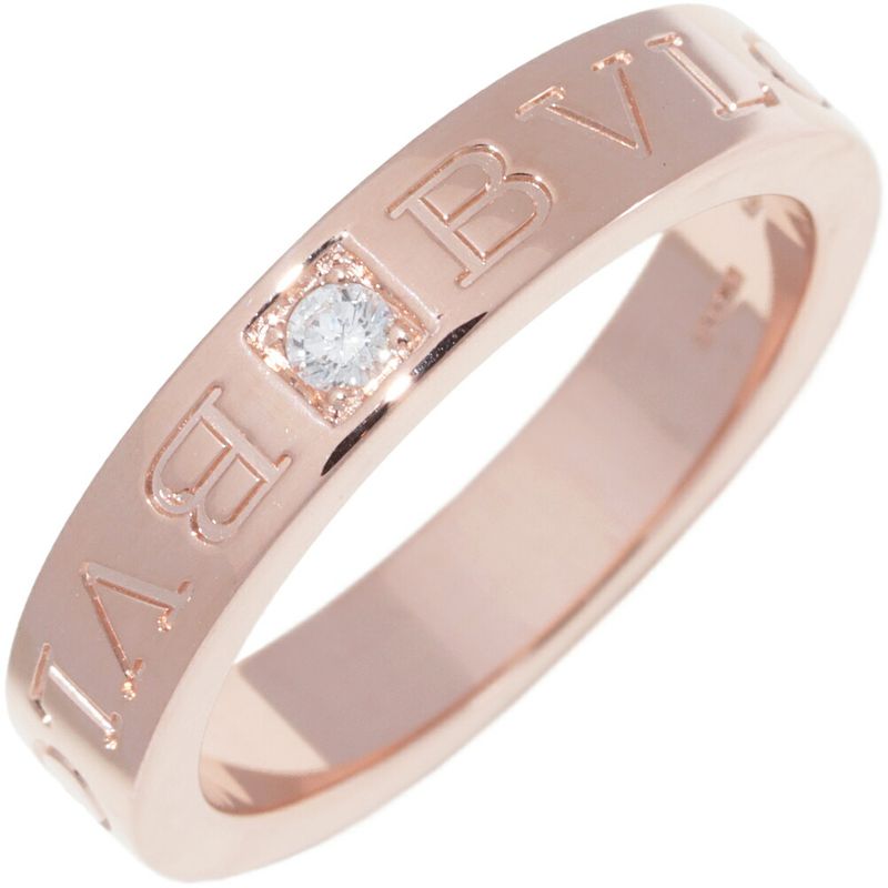 Bulgari Ring 18K Pink Gold Diamond 1p(004ct) Bzero1 Ring Bulgari Double Logo